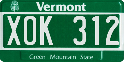 VT license plate XOK312