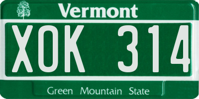 VT license plate XOK314