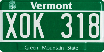 VT license plate XOK318