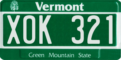 VT license plate XOK321