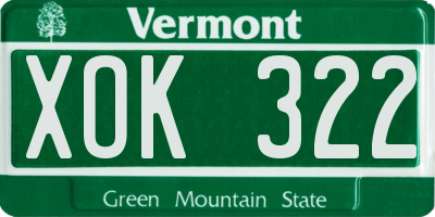 VT license plate XOK322