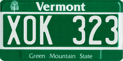 VT license plate XOK323