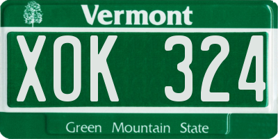 VT license plate XOK324
