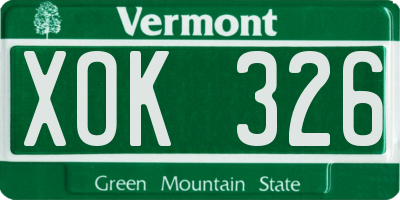 VT license plate XOK326