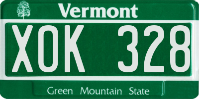 VT license plate XOK328