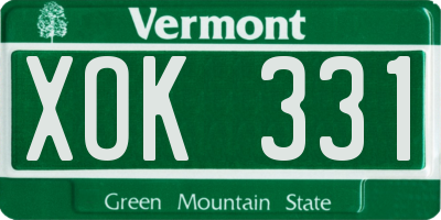 VT license plate XOK331
