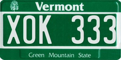 VT license plate XOK333