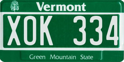VT license plate XOK334
