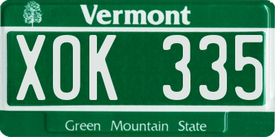 VT license plate XOK335