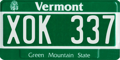 VT license plate XOK337