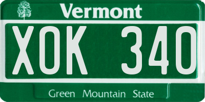 VT license plate XOK340