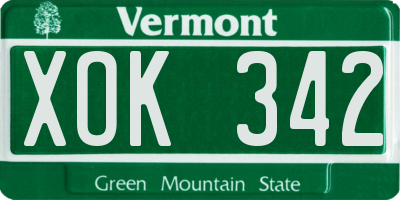VT license plate XOK342