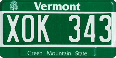 VT license plate XOK343