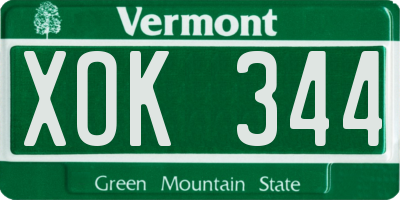VT license plate XOK344