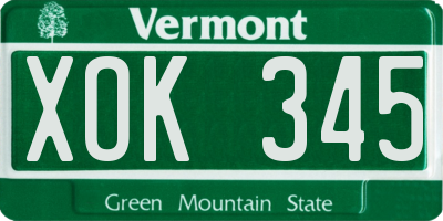 VT license plate XOK345