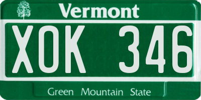 VT license plate XOK346
