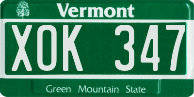 VT license plate XOK347