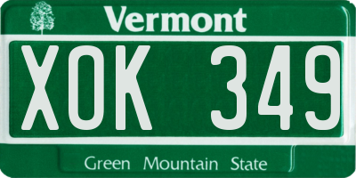 VT license plate XOK349