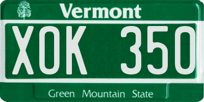 VT license plate XOK350