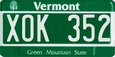 VT license plate XOK352