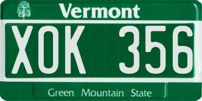 VT license plate XOK356