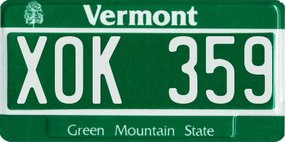 VT license plate XOK359