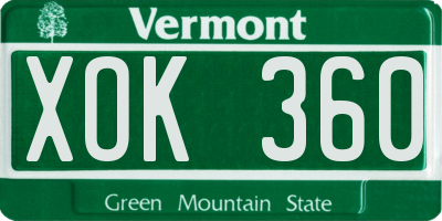 VT license plate XOK360