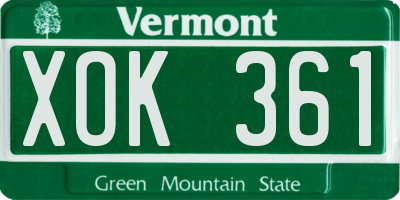 VT license plate XOK361