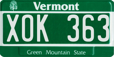 VT license plate XOK363