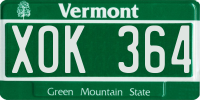VT license plate XOK364