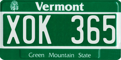 VT license plate XOK365