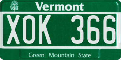 VT license plate XOK366