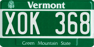 VT license plate XOK368