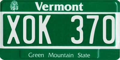 VT license plate XOK370