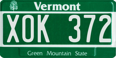 VT license plate XOK372
