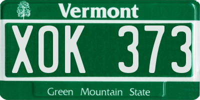 VT license plate XOK373