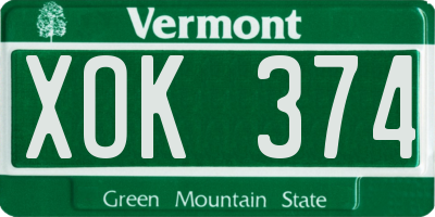 VT license plate XOK374