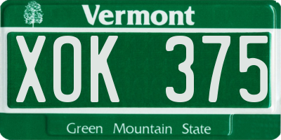 VT license plate XOK375