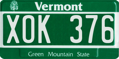 VT license plate XOK376