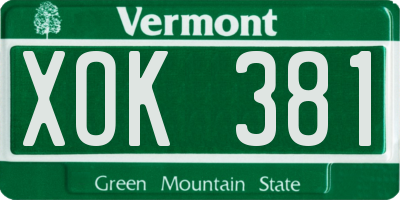 VT license plate XOK381
