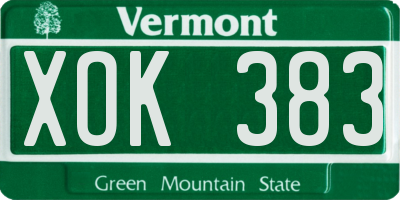 VT license plate XOK383