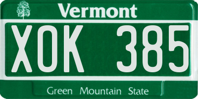 VT license plate XOK385