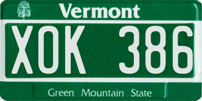 VT license plate XOK386