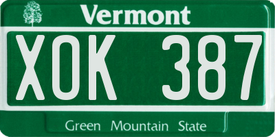 VT license plate XOK387