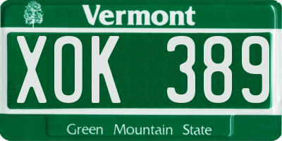 VT license plate XOK389