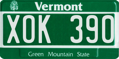 VT license plate XOK390