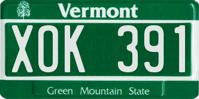 VT license plate XOK391