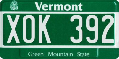 VT license plate XOK392