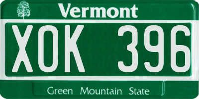 VT license plate XOK396