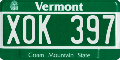 VT license plate XOK397